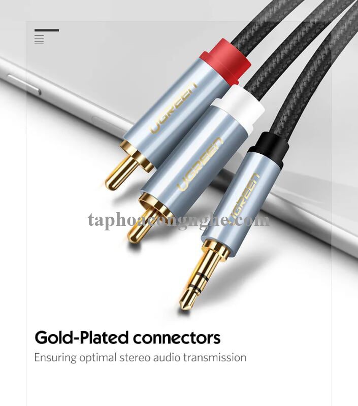 Ugreen 40840 0.5M màu Đen Cáp âm thanh 2 đầu Bông sen sang 3.5mm Dương đầu bọc nhôm mạ vàng AV135 30040840